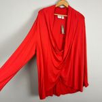 Chico's  3 Zenergy Top Womens XL Orange Red Raquel Surplice Wrap Draped Jersey New Photo 2