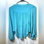 Free People ‎ COWLING AROUND DRAPEY FLOWY BOHO ROMANTIC TOP BLOUSE TEAL Size XS Photo 2