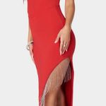 Bebe NWT FRINGE DETAIL HIGH SLIT DRESS Photo 2