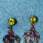 NICKY BUTLER 925 Rare pierced chandelier earrings amethyst peridot signed NB Green Photo 4