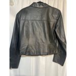 Womens Black Leather Jacket With Zip Front & Pockets By Saguaro Size M Size M Photo 7