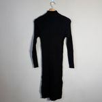 Magaschoni Long Sleeve Mock Neck Knit Sweater Dress Women's Medium Black Slits Photo 2
