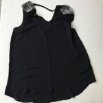 Charming Charlie  Sequin Beaded V Neck Black Top Photo 0