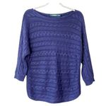 Lauren Ralph Lauren Airy Cable Knit Sweater M Navy Spring Summer Nautical Medium Blue Photo 0