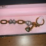 Juicy Couture Retro  Gold Chain Silver Crystals Puffy Heart Bracelet Photo 1