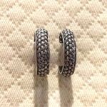 Sterling Silver  Braided Thai Weave Hoop Earrings Photo 1