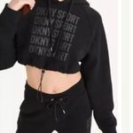 DKNY Performance Crop Hooded & Macy's Drawstring Track Pants Set Black Women's S Photo 1