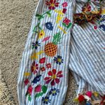 ZARA  BBWM Woman Striped Floral Fruit Embroidered Balloon Sleeve Boho Top Photo 7