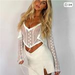 Tiger Mist  White Lace Long Sleeve Top Photo 1