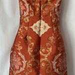 Free People  Gorgeous Burnt Orange Brocade Strapless Mini Dress **Size 0** 🔥🔥 Photo 3