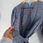 Draper James  Size 4‎ Multicolor Polka Dot Lightweight Chambray V Neck Wrap Top Photo 4