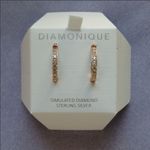 ✨ Diamonique Inside Out Hoop Earrings✨ Gold Photo 3