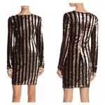 SUNSET + SPRING Sequin Stripe Velvet Long Sleeve‎ Cocktail Mini Dress Size Small Gold Photo 1