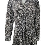 Topshop  Black Floral Button Collared Bow Front Long Sleeve Mini Shirt Dress Sz 8 Photo 0