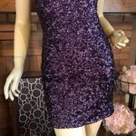 La Femme PURPLE SEQUIN BODY CON COCKTAIL MINI DRESS NWT (2) Photo 8