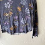 Gloria Vanderbilt ‎ Y2k Shirt Small Blue Floral Long Sleeve Stretch Top Casual Photo 2