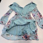 Lulus Always Yours Light Blue Floral Print Long Sleeve Skater Dress SMALL Photo 6