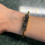 kinsley armelle Raven Druzy Quartz bracelet S/M Gold Tone Bangle Cuff Black Photo 1