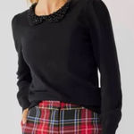 Draper James NWT  Rsvp Sweater Womens 2x Black‎ Removeable Beaded Collar Pullover Photo 0
