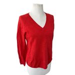 Eileen Fisher Organic Cotton Linen Waffle Knit V Neck Long Sleeve Orange S Photo 4