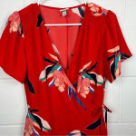 A New Day 🌺🌹🌸  Beautiful Bright‎ Red Floral Wrap Dress Size XS Photo 4