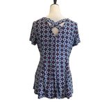 Roz & Ali  Diamond Pattern Blouse - Black, red  and White Photo 1