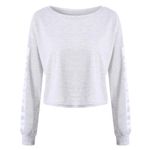 BROOKLYN Graphic Letter Cropped Long Sleeve Grey Sweatshirt, Lightweight sz. S Gray Photo 8