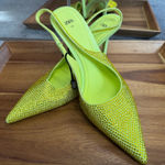 ZARA  Slingback Heels Pointed Green Rhinestone 11 Photo 0