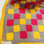 Vintage Burmel Silk Hand Rolled‎ Japan Sheer Scarf Gray Orange Red 21 Square Photo 0