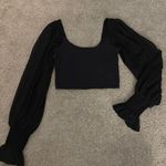 Urban Outfitters Black Long Sleeve Cropped Shirt Photo 0