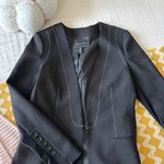 BCBGMAXAZRIA Black Blazer With White Stitching Photo 6