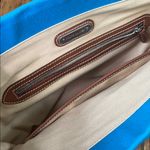 Ralph Lauren  turquoise Blue Canvas tote Bag with Brown Leather Trim new NWT Photo 8