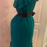 H&M dark Teal strapless ruffled with black satin belt dress Vintage size 8 NWT Photo 4