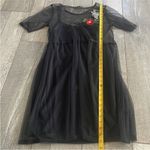 potter's pot  Size Small Black Mesh Floral Embroidered Dress Photo 4