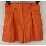 Veronica Beard NWT  Franzi Linen-Blend Pleated Shorts Orange 2 Business Casual Photo 4