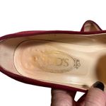 Tod's  Red Suede Buckle Front Rivet Detail Retro Kitten Heel Shoes Women Sz 37.5 Photo 10