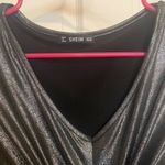 SheIn  Metallic Front Tie Silver Dress Shirt Size Medium Photo 1