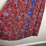 Japna  Dress L Sundress Floral Paisley Print Red Boho Preppy Cute V Neck Coquette Photo 5