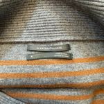 Anthropologie Gray and Orange Striped Off Shoulder Knit Top Photo 2