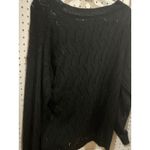 Black Crew Neck Knit Sweater Mesh Cutout Pattern Long Sleeve Pullover Top 1XL Size undefined Photo 4
