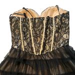 Masquerade Vintage 90s Strapless Black Gold Tiered Tulle Tutu Skirt Dress,Sz 5/6 Photo 9