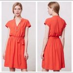 Maeve Anthropologie Odilia Red/Orange Short Sleeve Dress Photo 1
