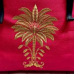 Spartina 449  Pink Linen Tote Gold Palm Embroidery Resortwear Tropical Vacation Photo 4