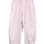 ZARA Relaxed Fit Paper Bag Baggy Cotton Jean Pants Bunched Waist Pockets 4 Pink Photo 0