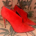 Guess Ondrea Vibrant Red Suede Stiletto Pointed Toe Heeled Ankle Boot 9M Photo 4