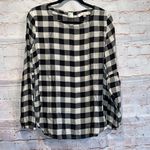 Loft Gingham back buttoned blouse lantern sleeves M black white check pullover Photo 0