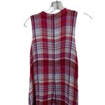 Maeve Anthropologie Plaid Hi Low Swing Dress Pink Blue Sleeveless V Neck XS Photo 3