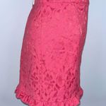 Free People  Coral Pink Floral Lace Ruffle Short Mini Skirt 4 Photo 4