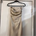 ZARA Viral Strapless Faux Leather Dress Cream Minimalist Midi Blogger Fave Sexy Photo 8