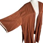 Rustydustty Bohemian Kimono Duster Cardigan Large Brown Embroidered Sleeve NEW Photo 2